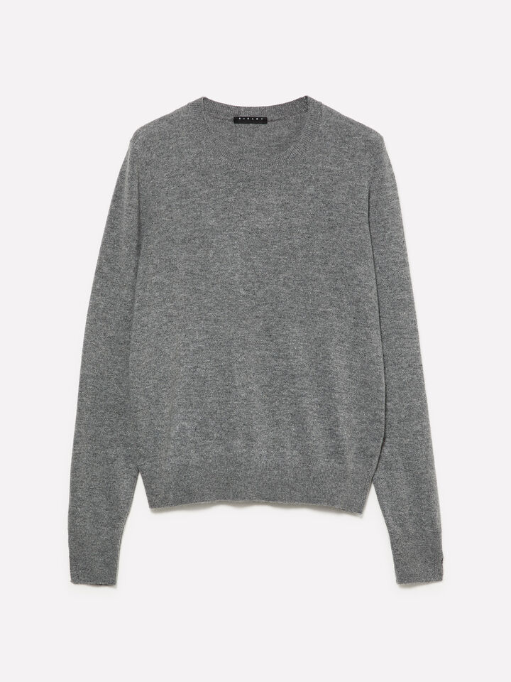 Pull ras du cou gris foncé chiné - pulls col rond pour femme - Gris | Sisley image number 1